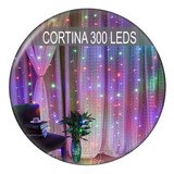 Cortina 300 Leds Colorida Funções Pisca 3x2 Festa Evento