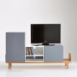 Pilu Mueble Tv Alto Consola Estilo Moderno Modulos Grises