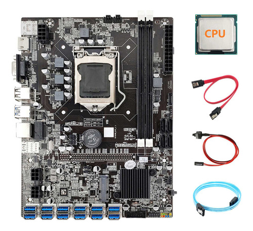 Placa Base B75 Eth Miner De 12 Pcie A Usb+cpu Aleatoria+sata