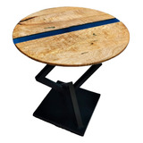 Mesa De Centro Sala Minimalista De Madera Resina Epoxi 60cm 