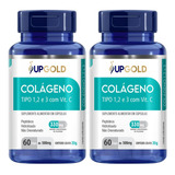 Kit 2 Colágeno Tipo 1, 2 E 3 C/ Vitamina C 60 Cáps - Upgold