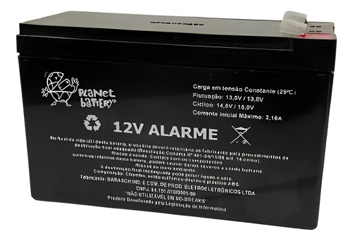 Bateria Selada Alarmes 7,0a Planet Battery 12v