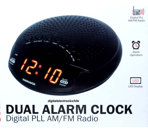 Radio Reloj Despertador Digital Am/fm Magnavox Pantalla Led 
