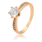 Anillo Oro 18k Lam Solitario Swarovski Compromiso Pareja Amo