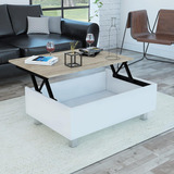 Mesa De Centro Extendible Color Blanco Con Duna Modelo Gambi