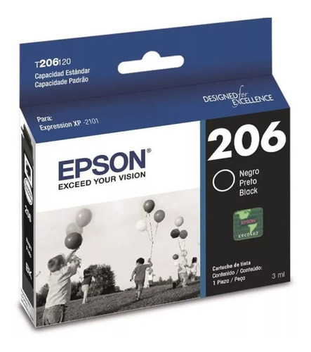 Cartucho Epson 206 Negro T206120 Xp 2101 Orig Caja Cerrada