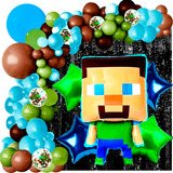 50 Art Globos Minecraft Steve Juego Creeper Cuadrado Deco753