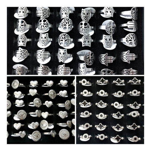 Pack X 12 Anillos Modelos Surtidos Acero Inoxidable