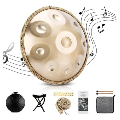 Handpan 18puLG, Kits De Tambor De Mano De9 Notas, G Menor Dorado