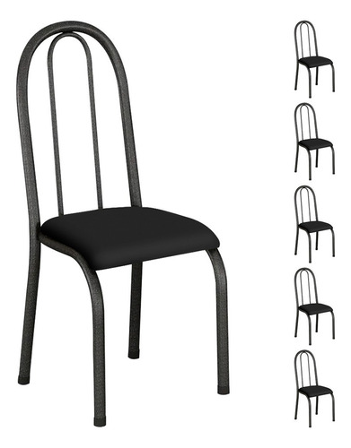 Conjunto De 6 Cadeiras Em Aço Metal Cozinha Jantar Sala 