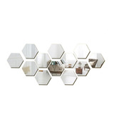 Adhesivo Tipo Espejo Hexagonal Plateado (xl)