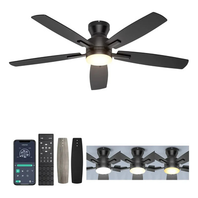 HIAOBF Moderno Ventilador De Techo Con Lámpara 132cm Color Negro | Meses sin interés
