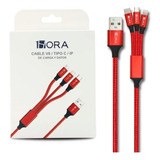 Cable De Carga 3 En 1 V8 / Tipo C / Ip 1hora 1metro Cab259