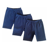 Kit 3 Shorts Cotton Escolar Azul Marinho Feminino Infantil