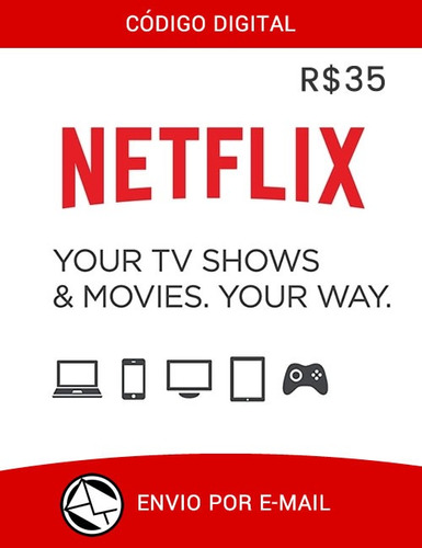Cartão Presente Netflix Pré-pago R$35 Envio Imediato
