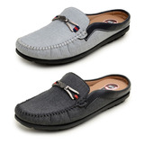 2 Pares Kit Mocassim Mule Masculino Moderno Casual