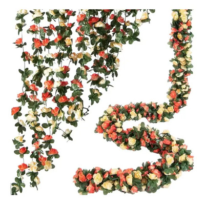 10pcs Guía Enredadera con Rosas Artificiales, Decoración de Flores. Apto para Boda, Fiesta y Hogar. | Envío gratis
