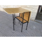 Mesa Plegable De Madera Enchapada - Base Hierro