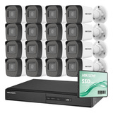 Kit Dvr 16 Ch Hikvision + 16 Camaras Ext 2mp Fullhd + Disco 