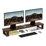 Soporte Monitor Doble Ajustable En Madera, Organizador De Es