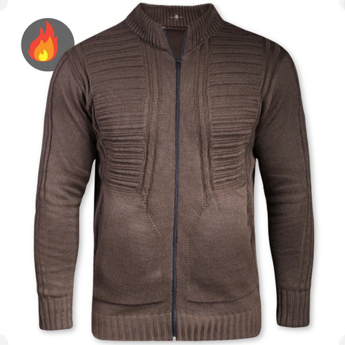 Jaqueta Masculina Com Zíper Blusa De Frio Inverno Lã Tricot