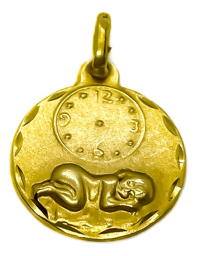 Medalla Reloj Hora De Nacimiento Bebé Oro 18k 15mm 