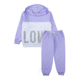 Conjunto Infantil Feminino Moletom Com Capuz Recorte Love Li