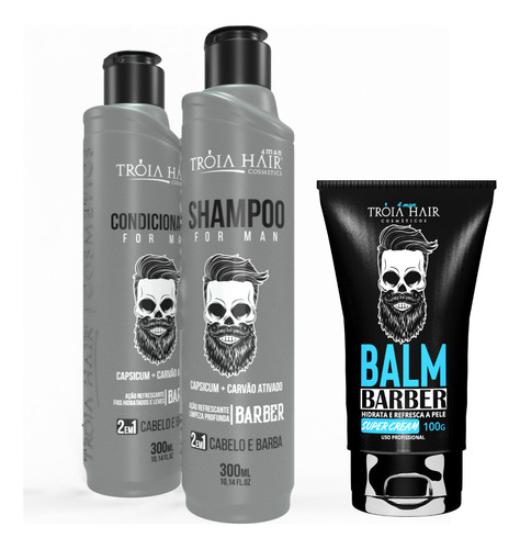 Tróia Hair Shampoo + Condicionador Cabelo E Barba + Balm