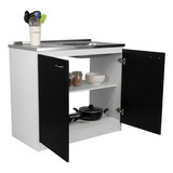 Mueble Inferior Cocina Napoles Rta Blanco + Wengue Color Wengue Blanco