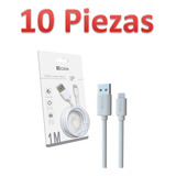 Lote10pz Cable 1hora Ip 1m Usb 2.1a Carga Datos Color Blanco