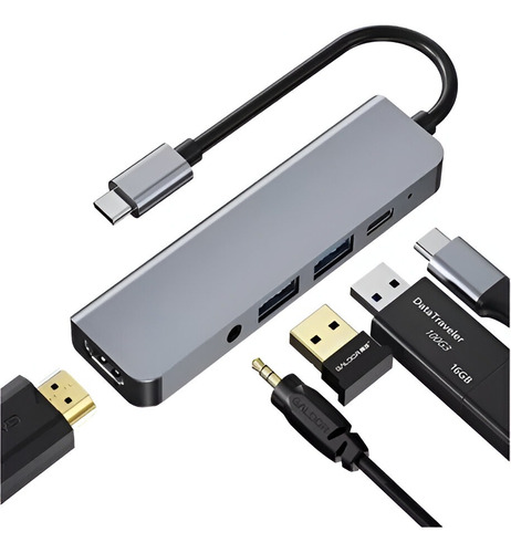 Hub Adaptador 5 En 1 4k Usb-c A Multipuertos Byl-2009