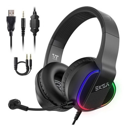 Auriculares Gamers Headset Pc Eksa E400 Rgb Multiplataforma