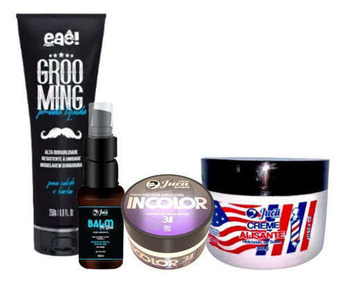 Creme Alisante Black 300g + Kit Fixação E Balm Pós Barba 