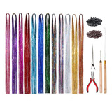 Kit De Extension De Cabello Con Brillos 120cm, 12 Colores