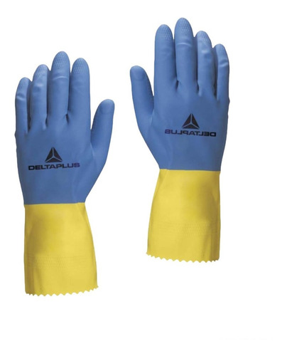 Par Guantes Flocado Latex Doble Baño Ve330 Delta Plus