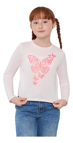 Polera Niña Manga Larga Fun Rosado Corona