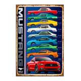 1 Cartel Metalico Letrero Cuado Modelos Ford Mustang, 40x28 