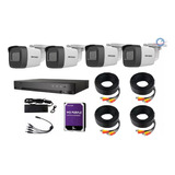 Kit 4 Camaras 5 Mpx  Hikvision  Dvr 4 Ch 5mp Disco 3tb 