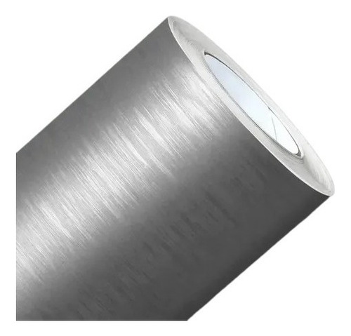 Papel Adesivo Vinil Aço Escovado Prata Impermeável 3m X 60cm