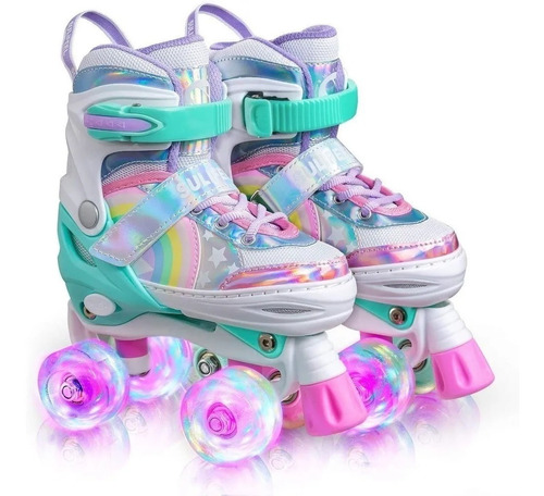 Patins Infantil Quad Ajustável + Rodas Led - 10x Sem Juros