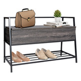 Zapatero De Banca, Con Caja Gris Oscuro Homemake Furniture