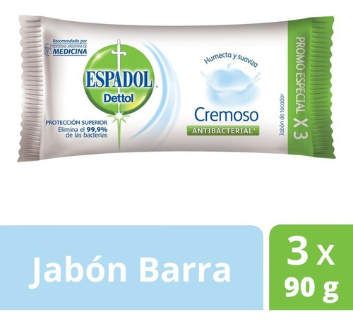 Espadol Jabón De Tocador Cremoso 90gr X 3u