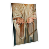 Quadro Mãos De Jesus Religioso Decorativo Religioso C/ Vidro