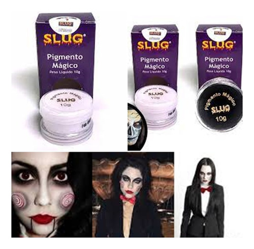 Kit Pigmento Slug Preto E Branco 10g Maquiagem Carnaval
