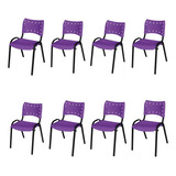 Kit 8 Cadeira Iso Base Várias Cores Variadas P/ Auditório 