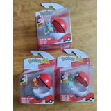 Set Tres Iniciales Pokémon De Kanto Clip N' Go Con Pokeball