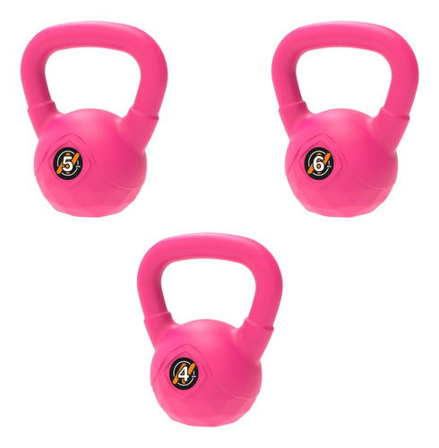 Set De 3 Pesas Rusas 4 Kg + 5 Kg +6 Kg Kettlebell