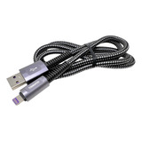 Cable Usb Para iPhone 6a Pin Metal Mallado Reforzado Rapido Color Negro/gris