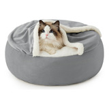 Cama Para Gatos Con Cueva Cubierta Lavable A Máquina Gris