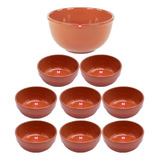 Set X Bowls 25 Cm + 8 Cazuelas Esmaltadas De Barro Bols 